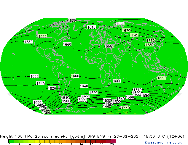 Height 100 hPa Spread GFS ENS Fr 20.09.2024 18 UTC