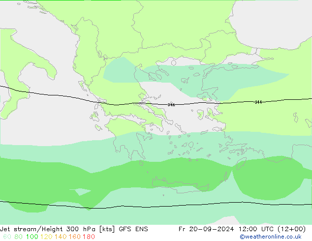 Jet stream/Height 300 hPa GFS ENS Fr 20.09.2024 12 UTC