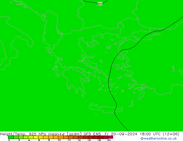 Height/Temp. 925 hPa GFS ENS Fr 20.09.2024 18 UTC