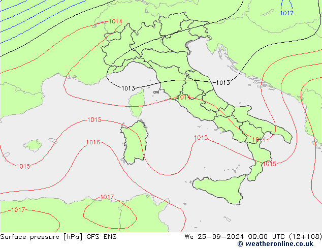 Surface pressure GFS ENS We 25.09.2024 00 UTC