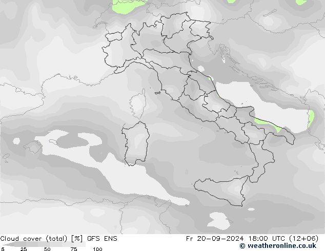 Cloud cover (total) GFS ENS Fr 20.09.2024 18 UTC