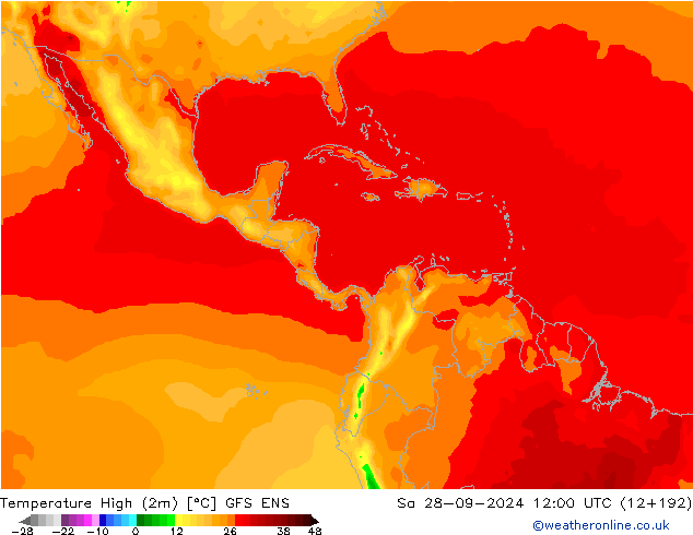 Maksimum Değer (2m) GFS ENS Cts 28.09.2024 12 UTC