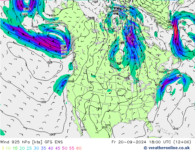 Wind 925 hPa GFS ENS Fr 20.09.2024 18 UTC