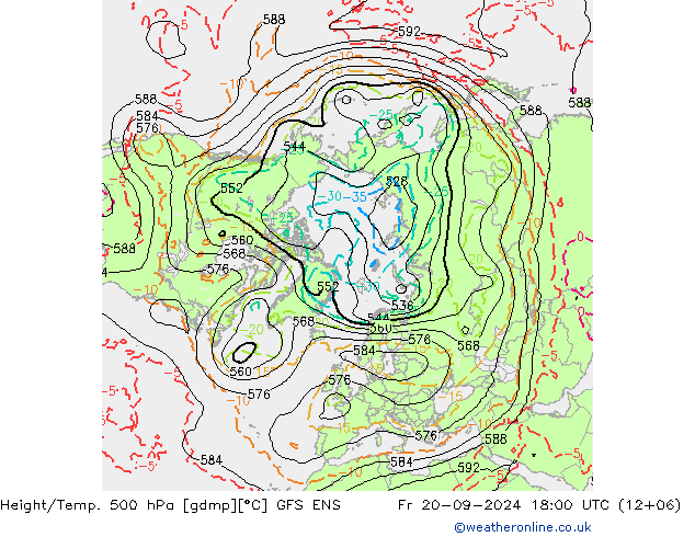 Height/Temp. 500 гПа GFS ENS пт 20.09.2024 18 UTC