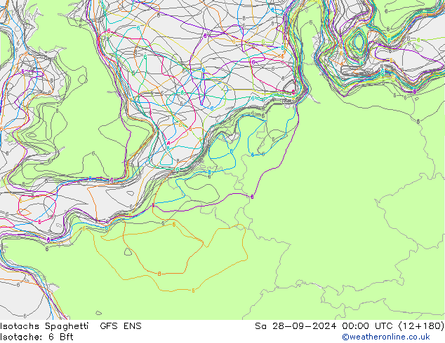 Isotachen Spaghetti GFS ENS Sa 28.09.2024 00 UTC