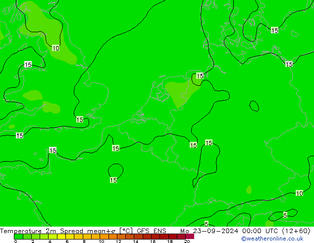 Temperaturkarte Spread GFS ENS Mo 23.09.2024 00 UTC