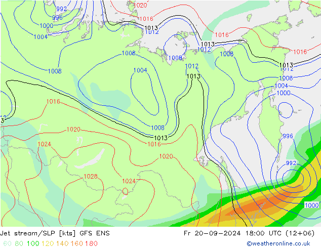 Corriente en chorro GFS ENS vie 20.09.2024 18 UTC