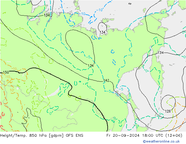 Height/Temp. 850 hPa GFS ENS Fr 20.09.2024 18 UTC