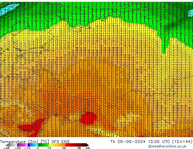 карта температуры GFS ENS чт 26.09.2024 12 UTC