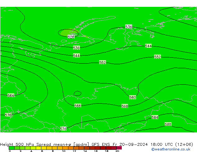 Height 500 hPa Spread GFS ENS  20.09.2024 18 UTC