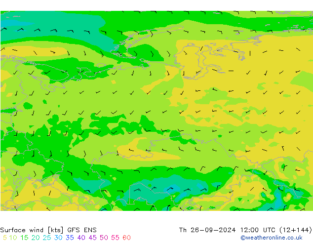 Surface wind GFS ENS Čt 26.09.2024 12 UTC