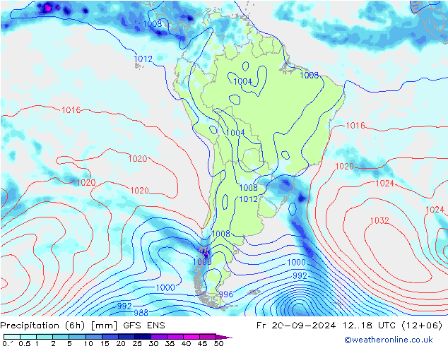 Précipitation (6h) GFS ENS ven 20.09.2024 18 UTC