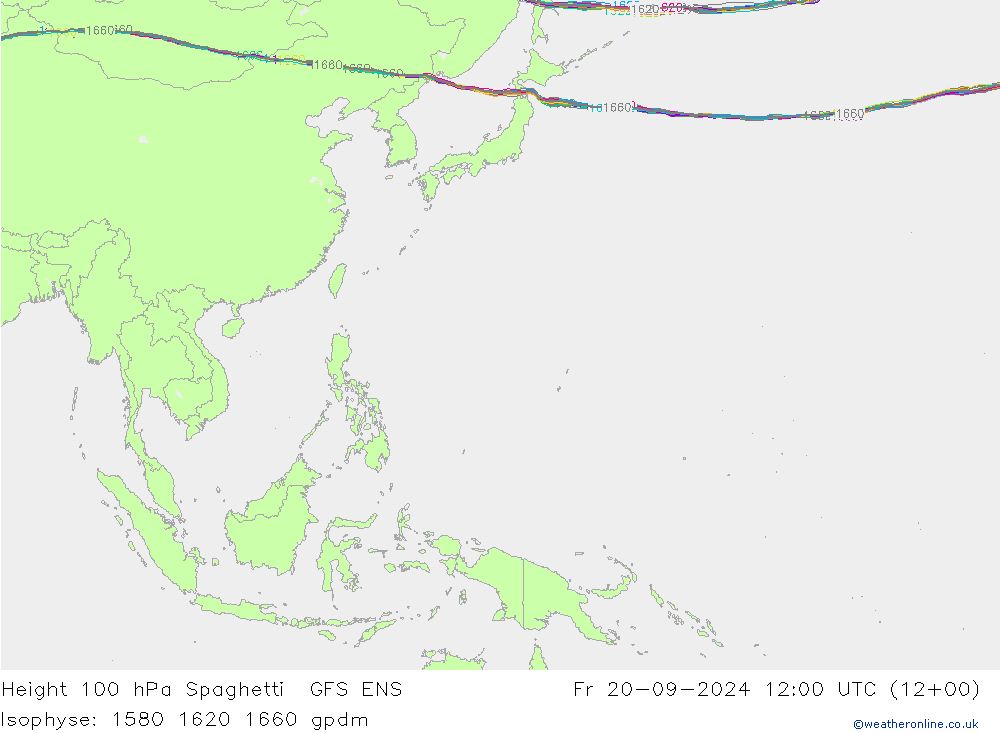 Geop. 100 hPa Spaghetti GFS ENS vie 20.09.2024 12 UTC