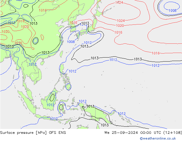 Surface pressure GFS ENS We 25.09.2024 00 UTC