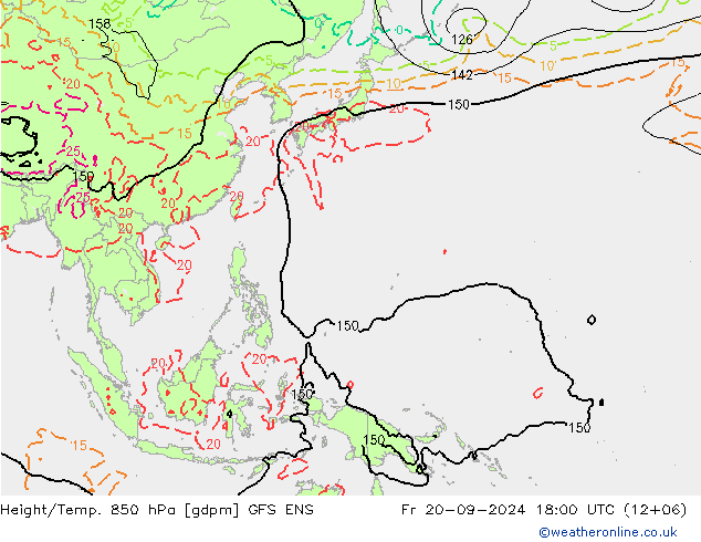 Height/Temp. 850 hPa GFS ENS Fr 20.09.2024 18 UTC