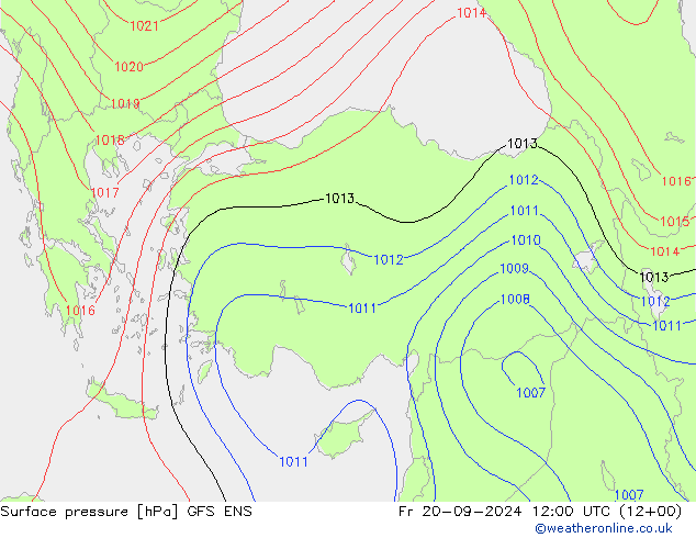 Pressione al suolo GFS ENS ven 20.09.2024 12 UTC