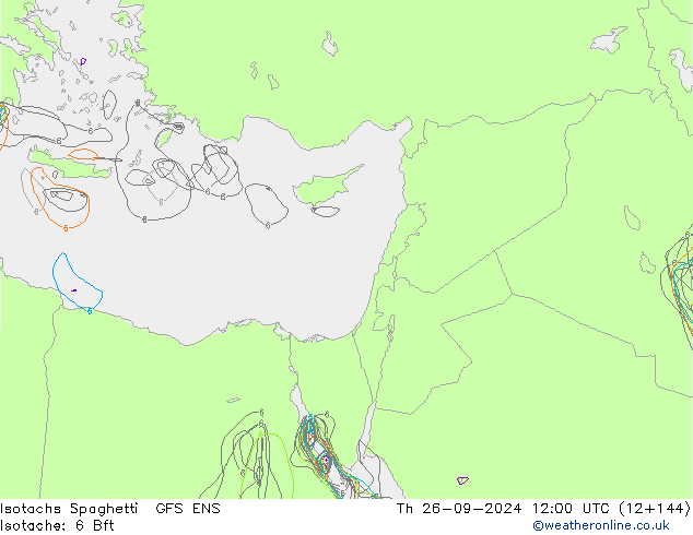 Isotachs Spaghetti GFS ENS gio 26.09.2024 12 UTC