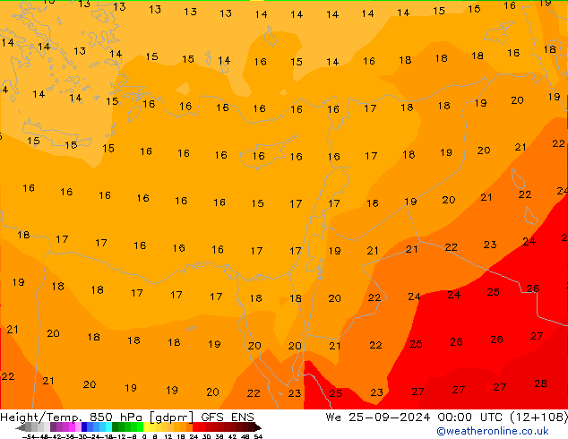 Height/Temp. 850 hPa GFS ENS śro. 25.09.2024 00 UTC