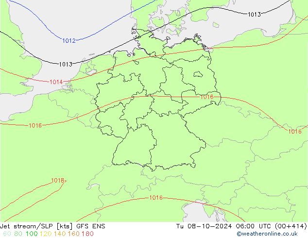 Jet stream GFS ENS Ter 08.10.2024 06 UTC