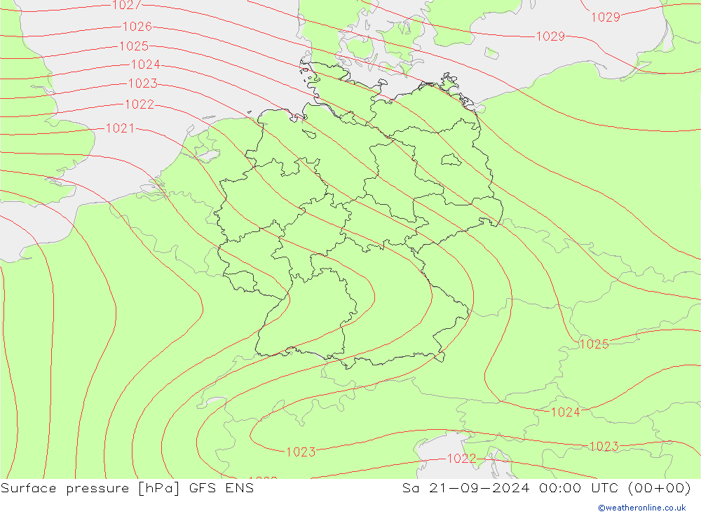 地面气压 GFS ENS 星期六 21.09.2024 00 UTC