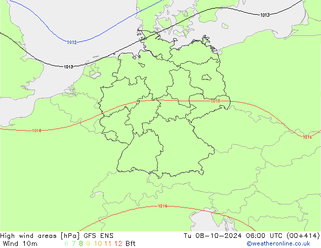 High wind areas GFS ENS Tu 08.10.2024 06 UTC