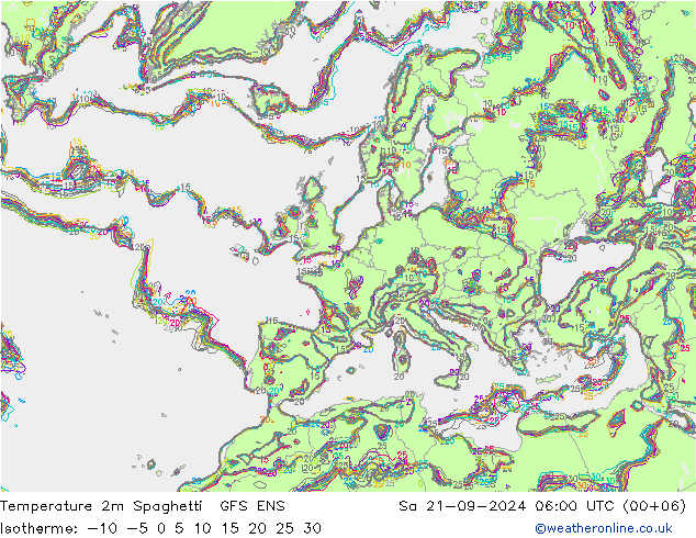 温度图 Spaghetti GFS ENS 星期六 21.09.2024 06 UTC