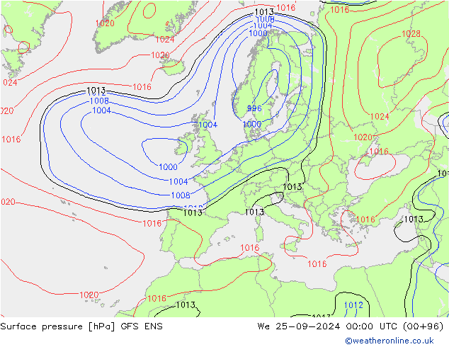 Bodendruck GFS ENS Mi 25.09.2024 00 UTC