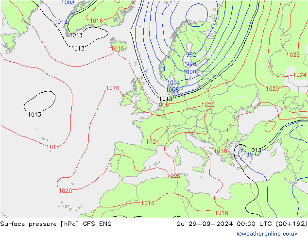 地面气压 GFS ENS 星期日 29.09.2024 00 UTC