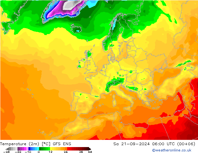 温度图 GFS ENS 星期六 21.09.2024 06 UTC