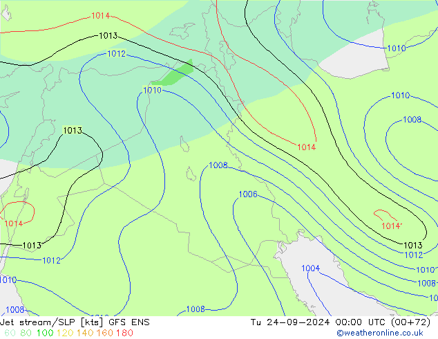 Jet stream/SLP GFS ENS Tu 24.09.2024 00 UTC