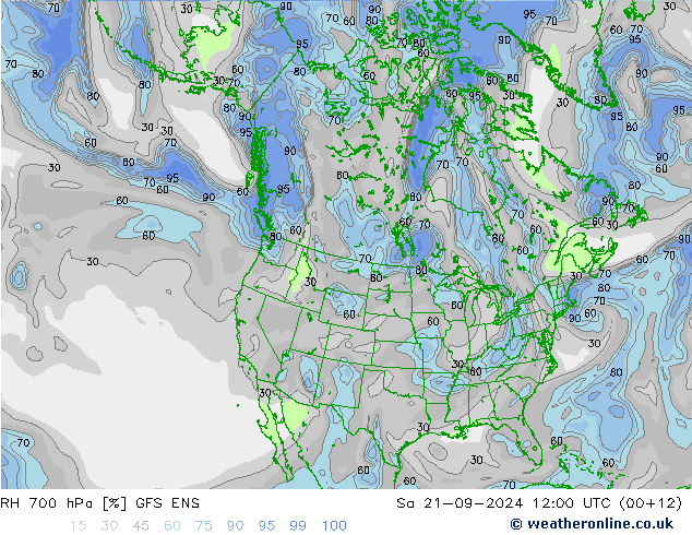 RH 700 hPa GFS ENS Sa 21.09.2024 12 UTC