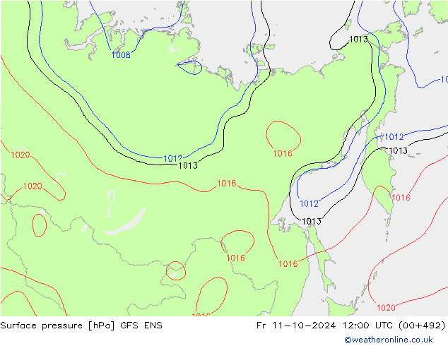 Pressione al suolo GFS ENS ven 11.10.2024 12 UTC