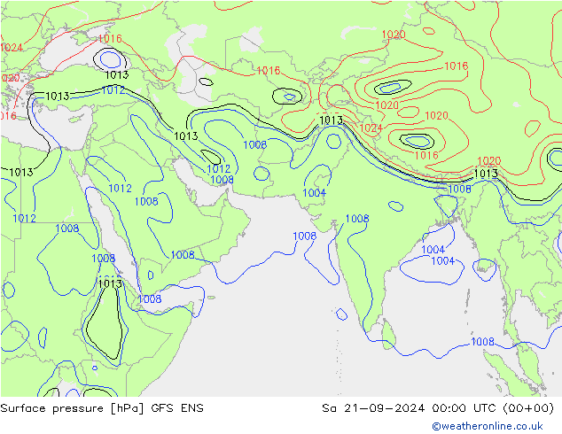 地面气压 GFS ENS 星期六 21.09.2024 00 UTC