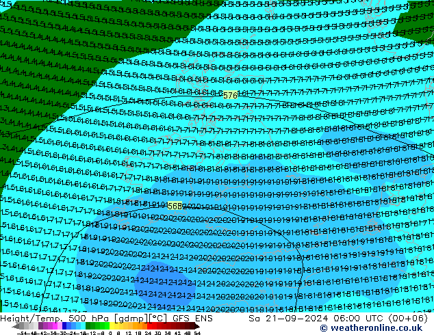 Height/Temp. 500 hPa GFS ENS 星期六 21.09.2024 06 UTC