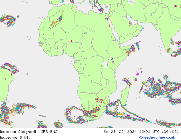 Isotachen Spaghetti GFS ENS Sa 21.09.2024 12 UTC