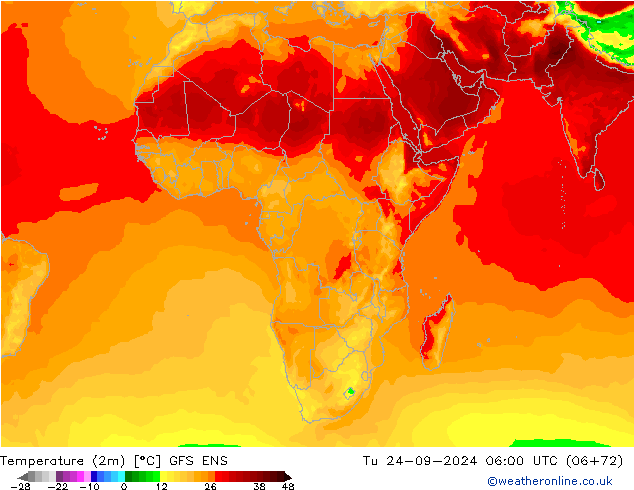 Temperature (2m) GFS ENS Tu 24.09.2024 06 UTC