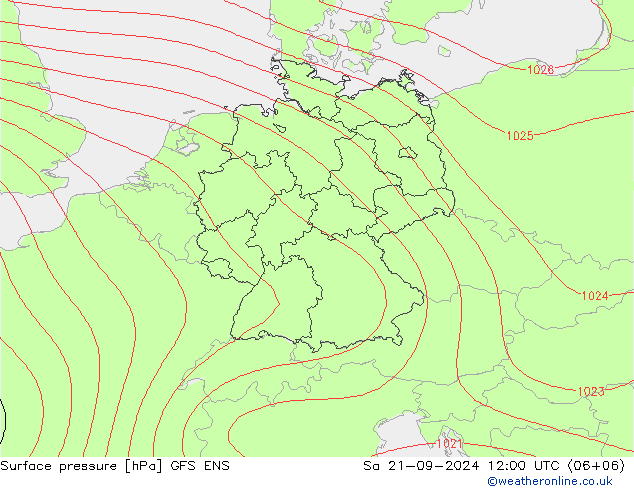 地面气压 GFS ENS 星期六 21.09.2024 12 UTC