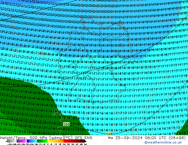 Height/Temp. 500 hPa GFS ENS 星期三 25.09.2024 06 UTC