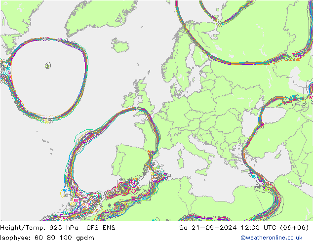 Geop./Temp. 925 hPa GFS ENS sáb 21.09.2024 12 UTC