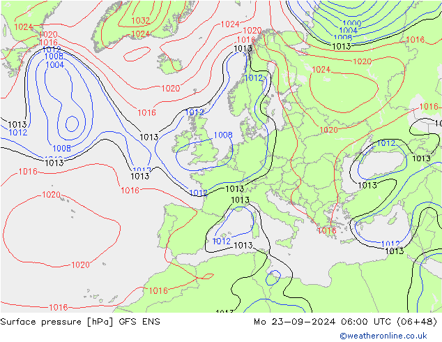 Surface pressure GFS ENS Mo 23.09.2024 06 UTC