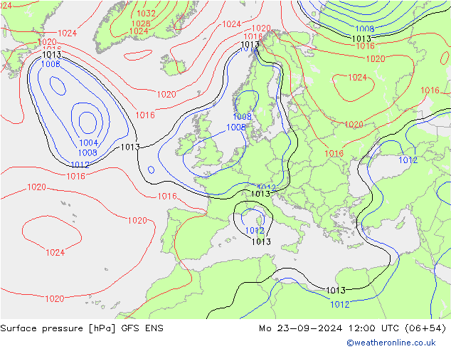 Surface pressure GFS ENS Mo 23.09.2024 12 UTC