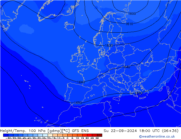 Height/Temp. 100 hPa GFS ENS So 22.09.2024 18 UTC