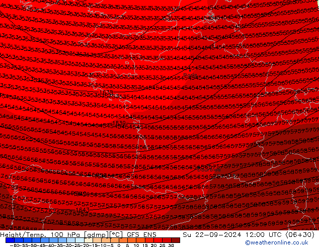 Height/Temp. 100 hPa GFS ENS Su 22.09.2024 12 UTC