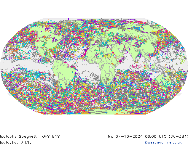 Isotachs Spaghetti GFS ENS Mo 07.10.2024 06 UTC