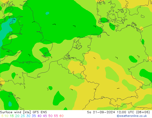 Viento 10 m GFS ENS sáb 21.09.2024 12 UTC