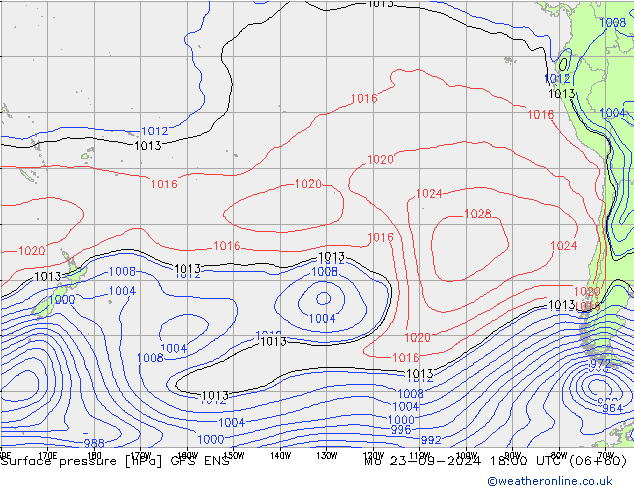 Surface pressure GFS ENS Mo 23.09.2024 18 UTC