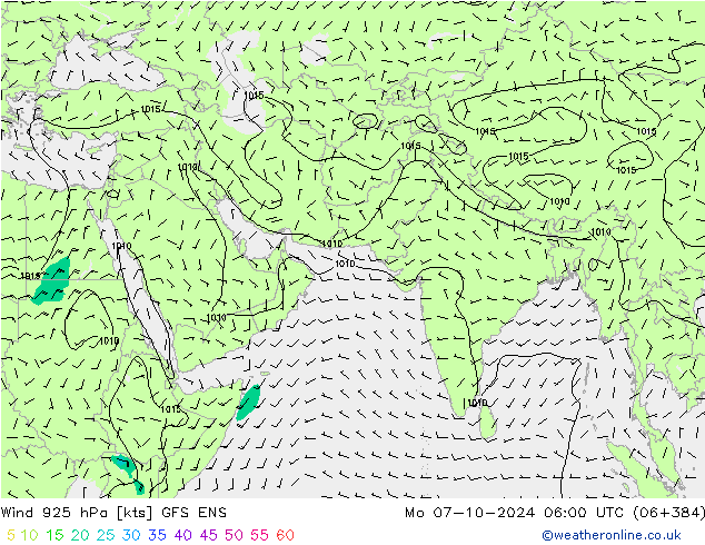 风 925 hPa GFS ENS 星期一 07.10.2024 06 UTC