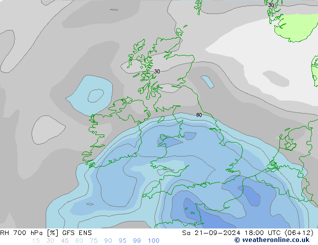 RH 700 hPa GFS ENS Sa 21.09.2024 18 UTC