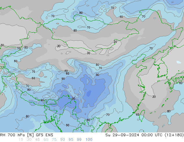 RH 700 hPa GFS ENS 星期日 29.09.2024 00 UTC