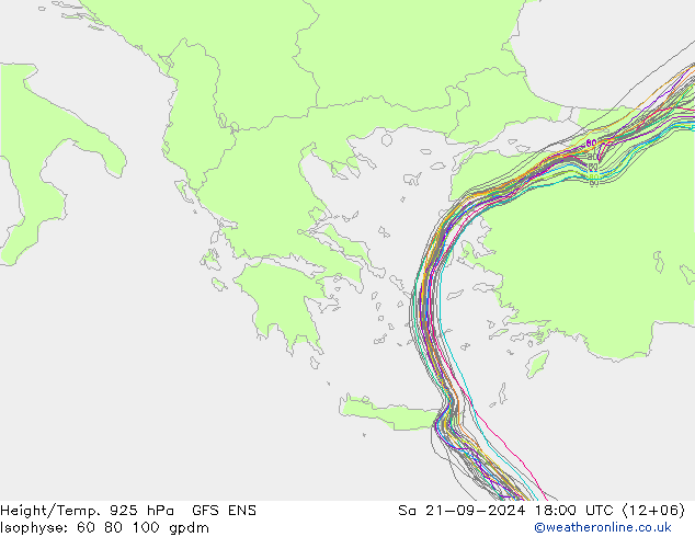 Height/Temp. 925 hPa GFS ENS Sa 21.09.2024 18 UTC